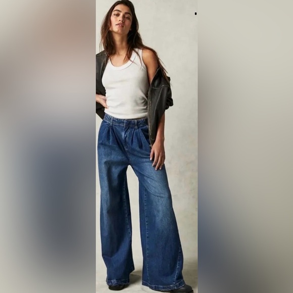 NWT We The Free Equinox Denim Trousers in Lake Life - Picture 1 of 4